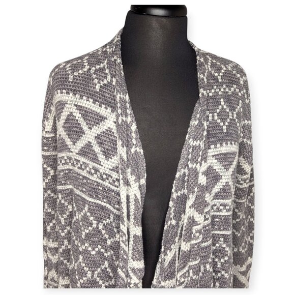 Xhilaration Gray & White Long Sleeve Lightweight Open Front Cardigan Size Small - Picture 3 of 9